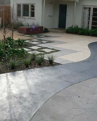 Random bluestone, concrete & exposed aggregate